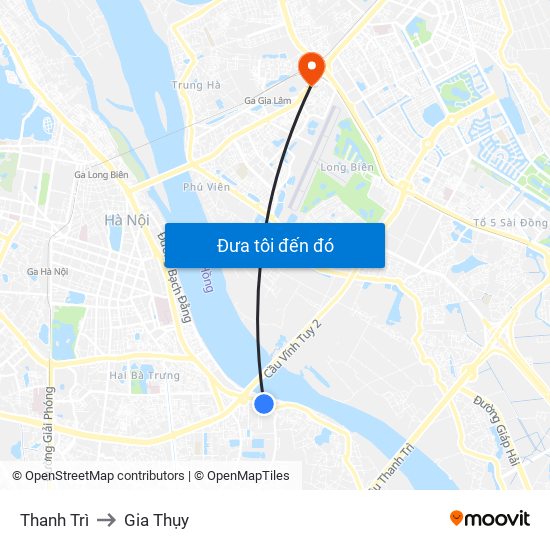 Thanh Trì to Gia Thụy map