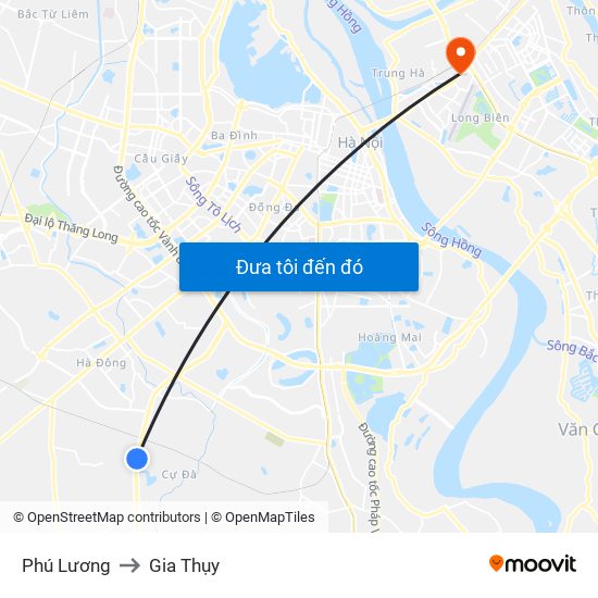 Phú Lương to Gia Thụy map