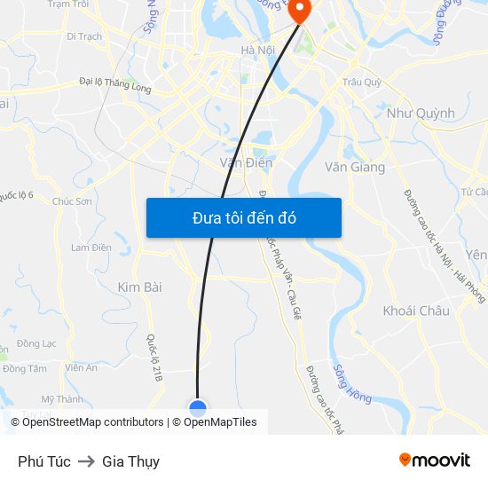 Phú Túc to Gia Thụy map