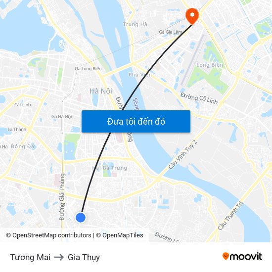 Tương Mai to Gia Thụy map