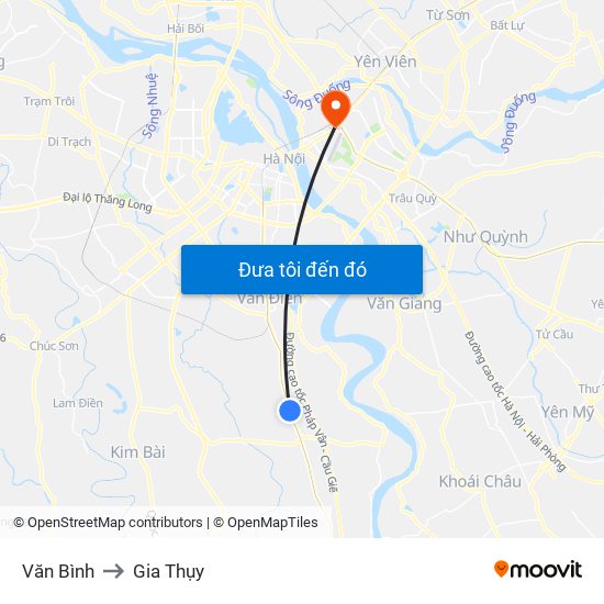 Văn Bình to Gia Thụy map