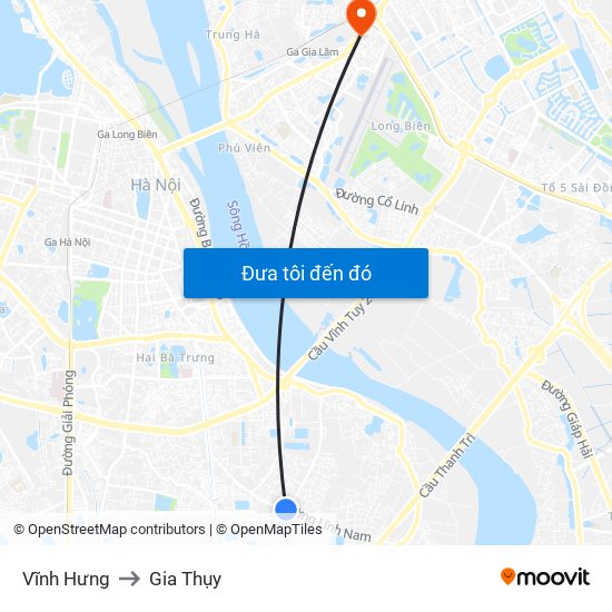Vĩnh Hưng to Gia Thụy map