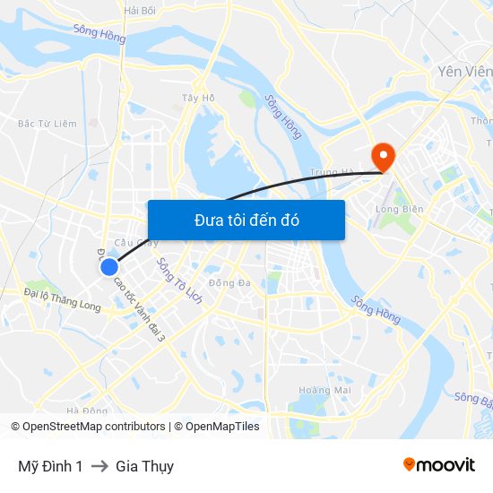Mỹ Đình 1 to Gia Thụy map