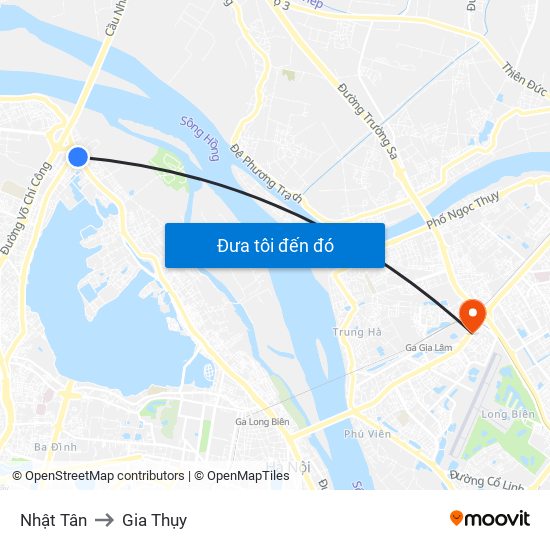 Nhật Tân to Gia Thụy map