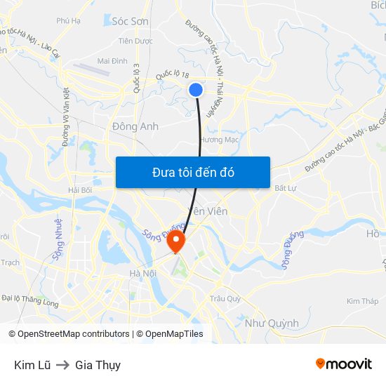 Kim Lũ to Gia Thụy map