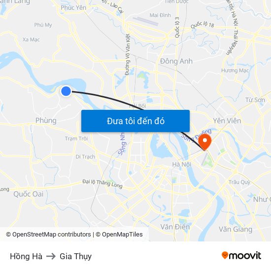 Hồng Hà to Gia Thụy map