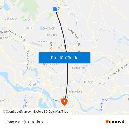 Hồng Kỳ to Gia Thụy map