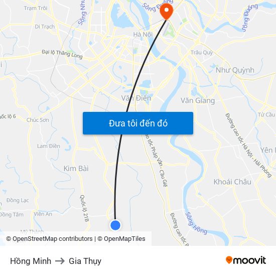 Hồng Minh to Gia Thụy map