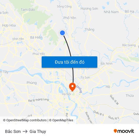 Bắc Sơn to Gia Thụy map