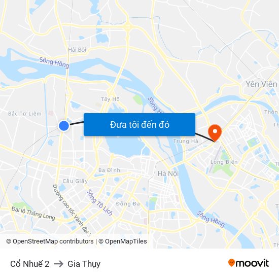 Cổ Nhuế 2 to Gia Thụy map
