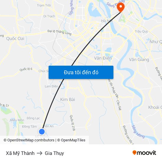 Xã Mỹ Thành to Gia Thụy map