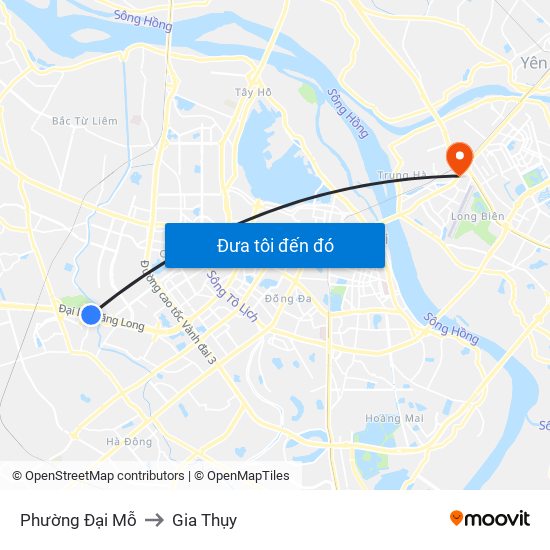 Phường Đại Mỗ to Gia Thụy map