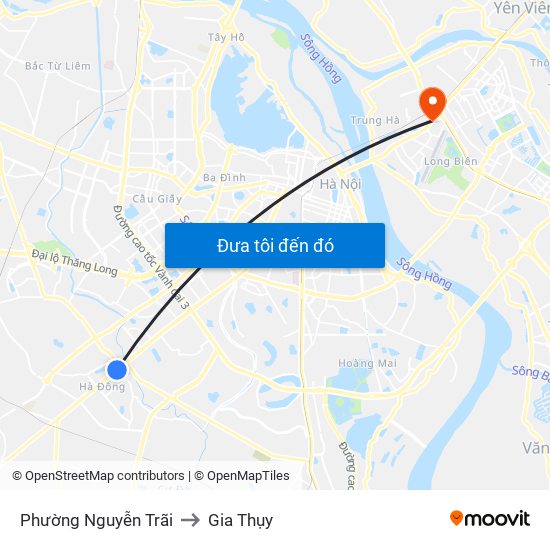 Phường Nguyễn Trãi to Gia Thụy map