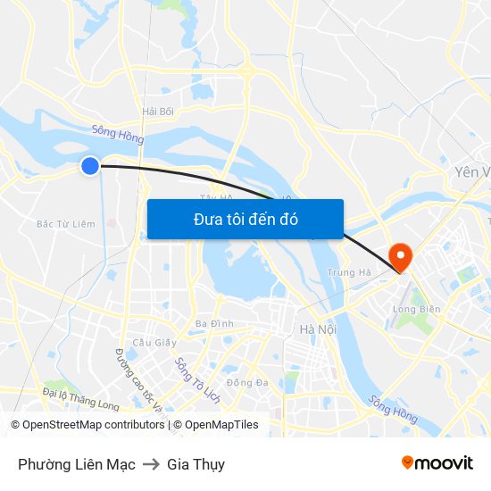 Phường Liên Mạc to Gia Thụy map