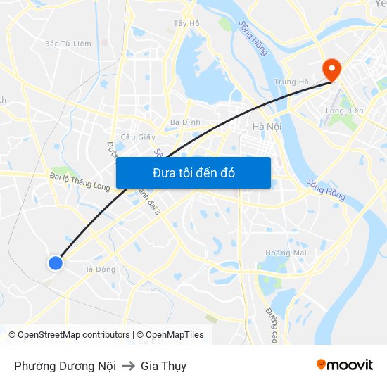 Phường Dương Nội to Gia Thụy map