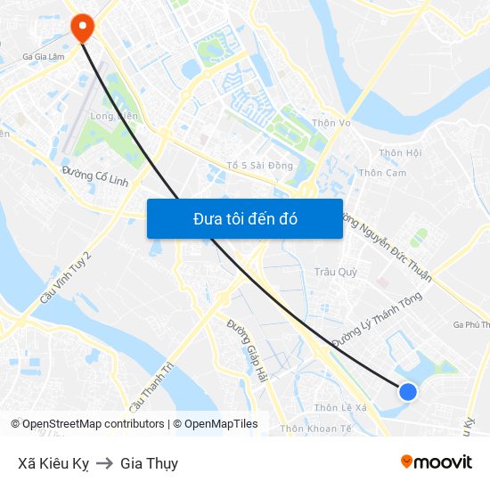 Xã Kiêu Kỵ to Gia Thụy map