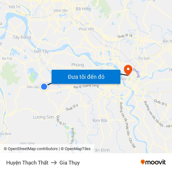 Huyện Thạch Thất to Gia Thụy map