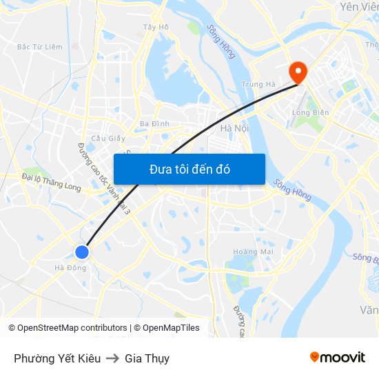 Phường Yết Kiêu to Gia Thụy map