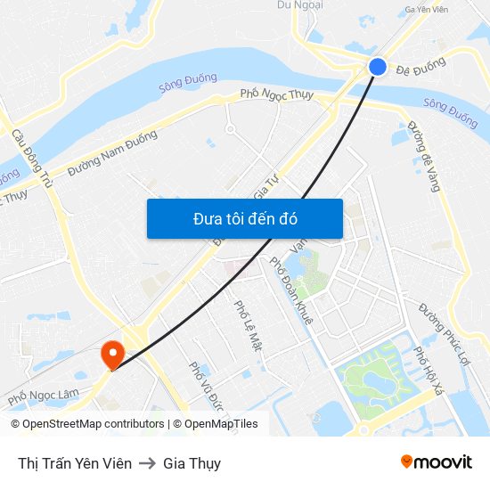 Thị Trấn Yên Viên to Gia Thụy map