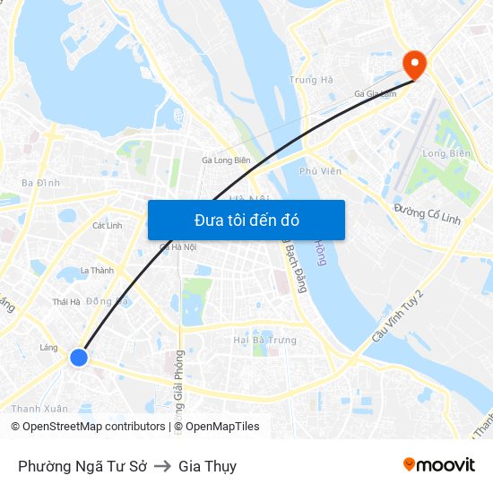 Phường Ngã Tư Sở to Gia Thụy map