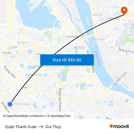 Quận Thanh Xuân to Gia Thụy map