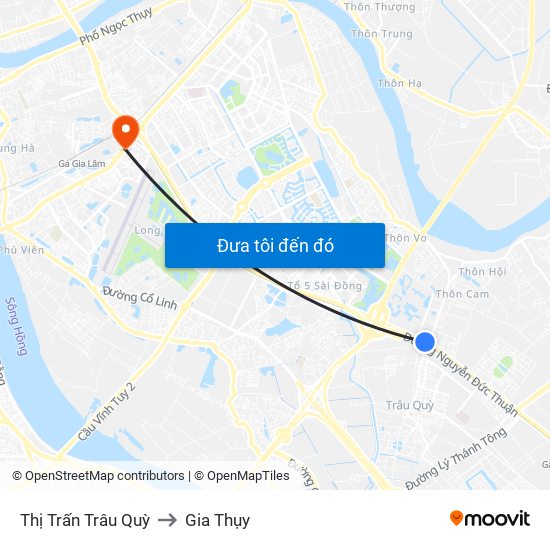 Thị Trấn Trâu Quỳ to Gia Thụy map