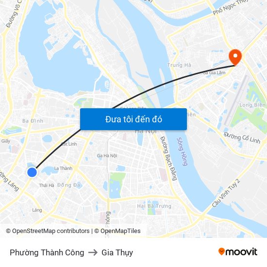 Phường Thành Công to Gia Thụy map