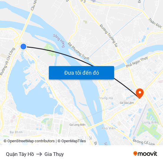 Quận Tây Hồ to Gia Thụy map