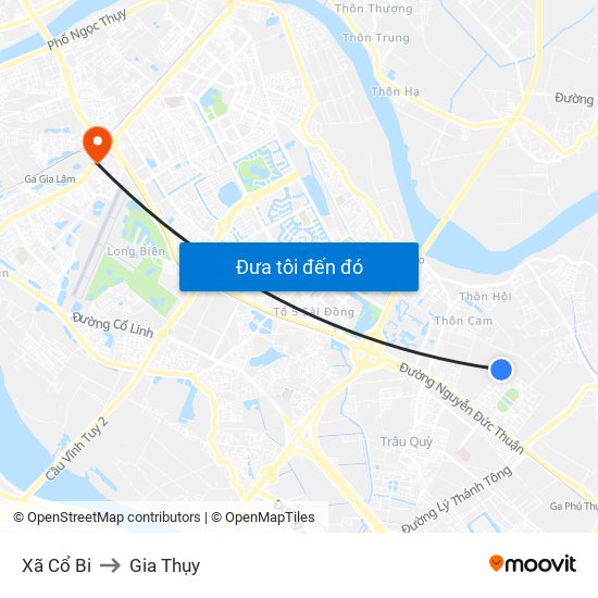 Xã Cổ Bi to Gia Thụy map