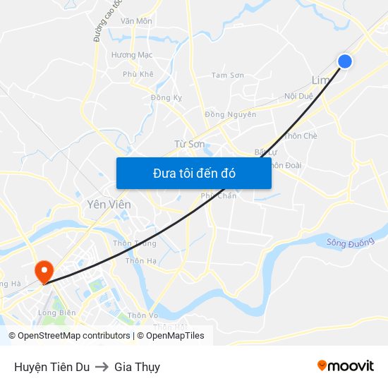 Huyện Tiên Du to Gia Thụy map