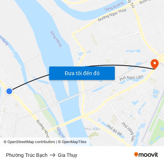 Phường Trúc Bạch to Gia Thụy map