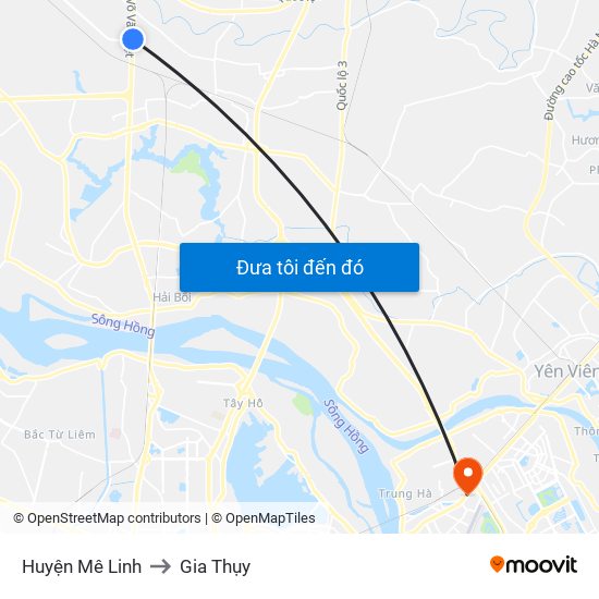 Huyện Mê Linh to Gia Thụy map