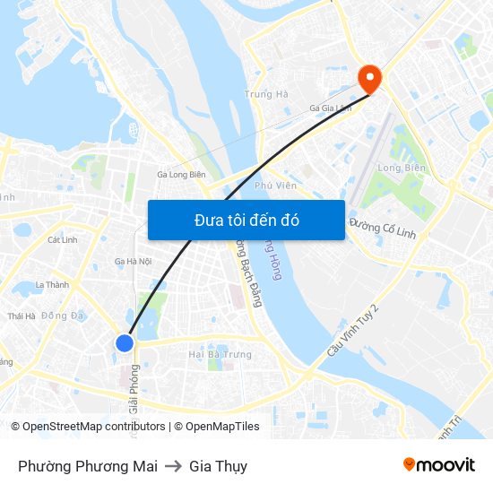 Phường Phương Mai to Gia Thụy map