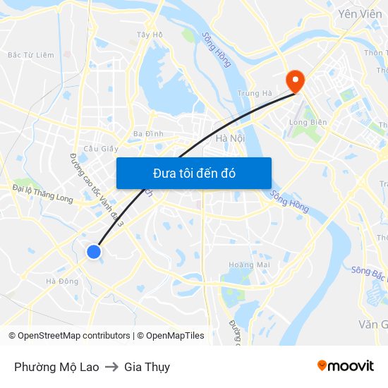 Phường Mộ Lao to Gia Thụy map