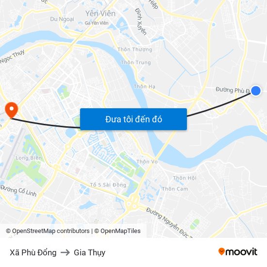 Xã Phù Đổng to Gia Thụy map