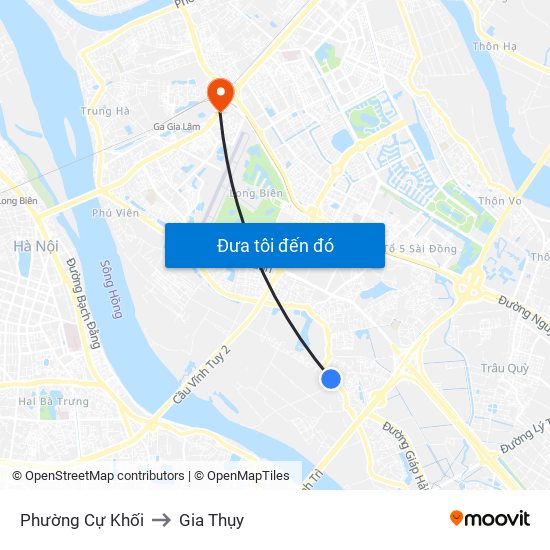 Phường Cự Khối to Gia Thụy map