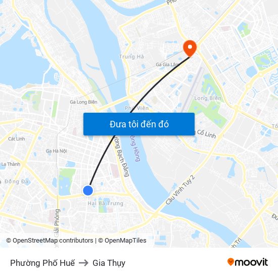 Phường Phố Huế to Gia Thụy map