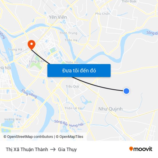 Thị Xã Thuận Thành to Gia Thụy map