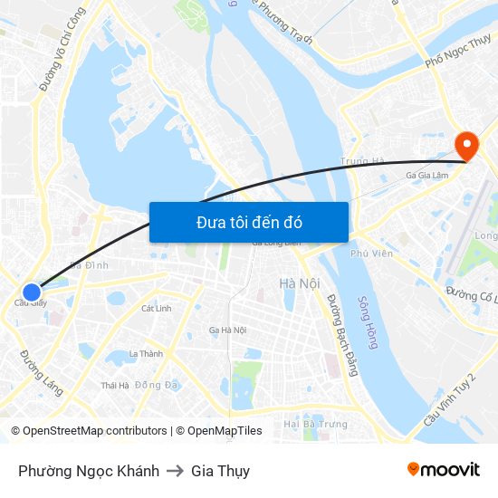 Phường Ngọc Khánh to Gia Thụy map