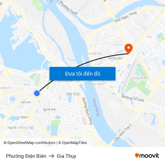 Phường Điện Biên to Gia Thụy map