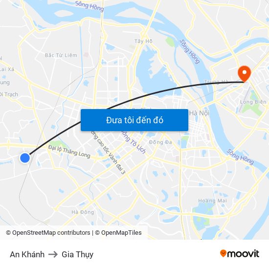 An Khánh to Gia Thụy map