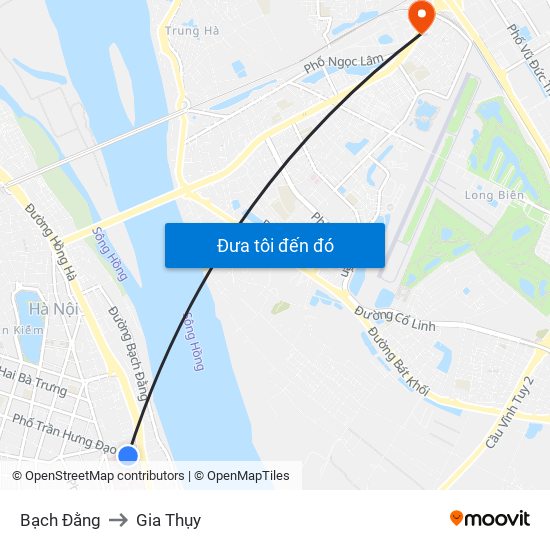 Bạch Đằng to Gia Thụy map