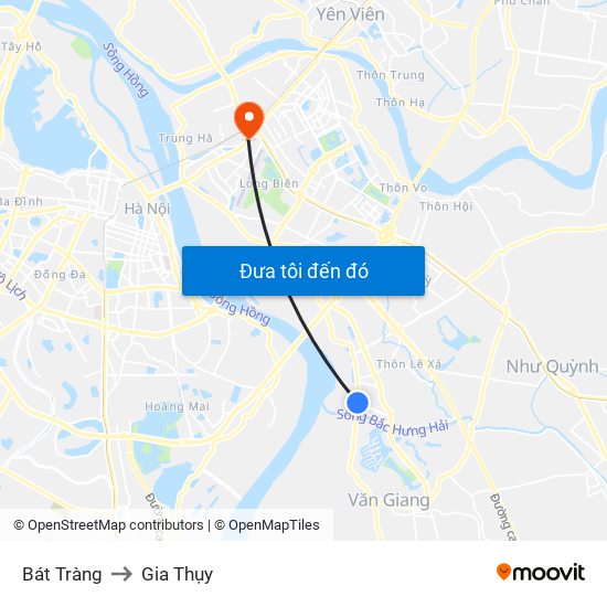 Bát Tràng to Gia Thụy map