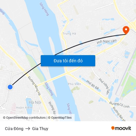 Cửa Đông to Gia Thụy map