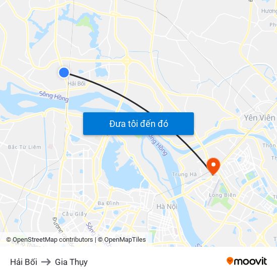 Hải Bối to Gia Thụy map