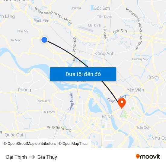 Đại Thịnh to Gia Thụy map