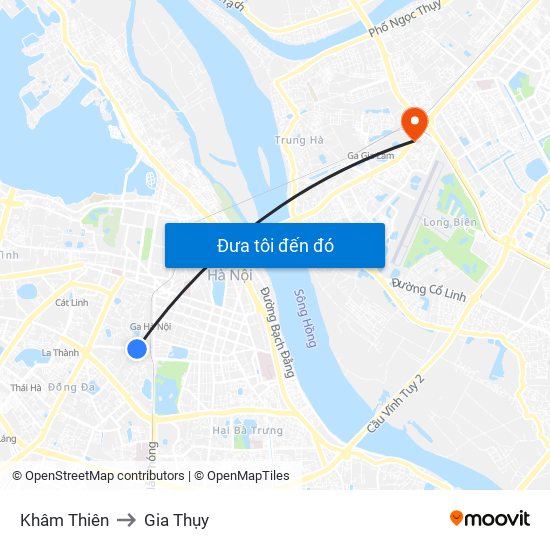 Khâm Thiên to Gia Thụy map