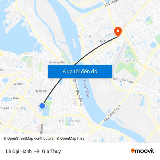 Lê Đại Hành to Gia Thụy map