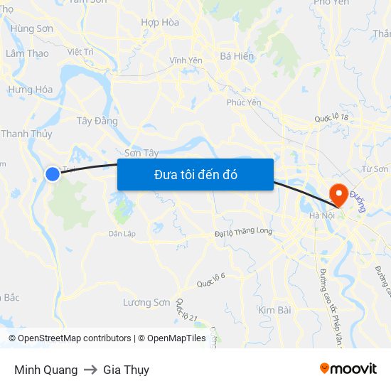 Minh Quang to Gia Thụy map