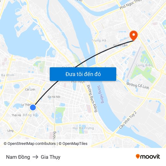 Nam Đồng to Gia Thụy map